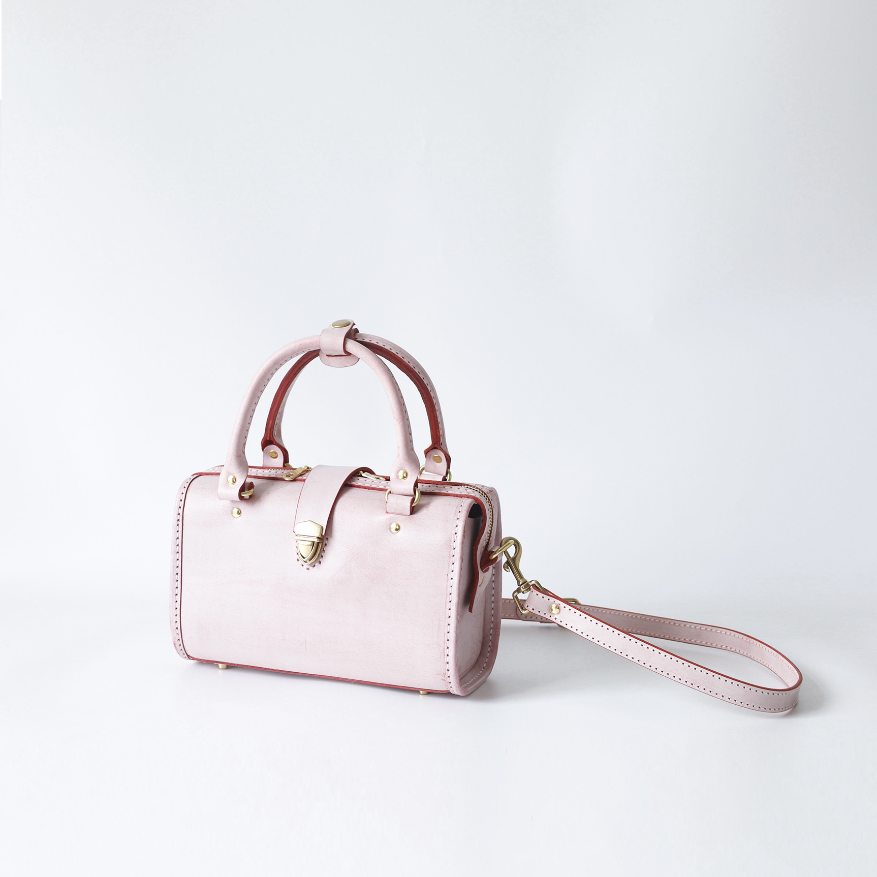 新作 本革手作りの二本手ファスナーボストンミニバッグバッグ