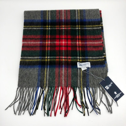 ジョンストンズ 大判 マフラー スカーフ グレー タータンチェック