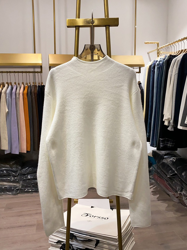 レディース モックネック ニット 厚手 ゆったり インナー トップス