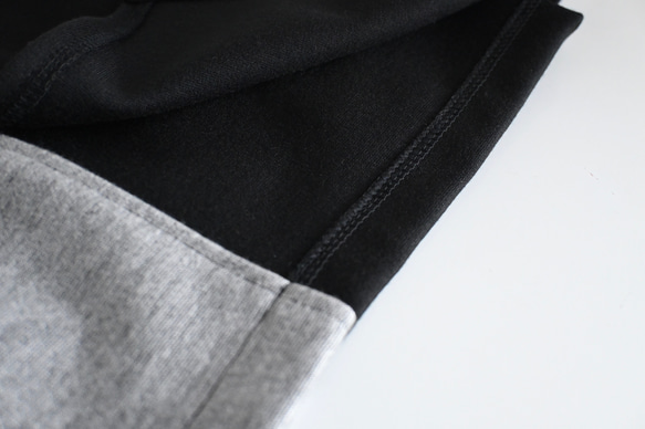 新作♦︎アシンメトリーバイカラーストレッチスカート ウール混＊ブラック× グレー＊着丈調整(M~3L) 6枚目の画像