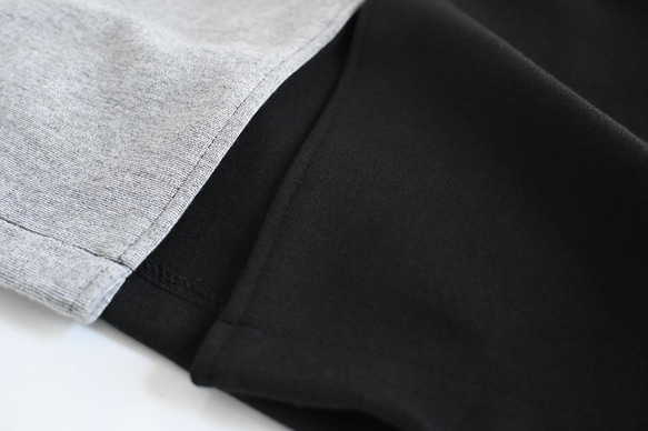 新作♦︎アシンメトリーバイカラーストレッチスカート ウール混＊ブラック× グレー＊着丈調整(M~3L) 5枚目の画像