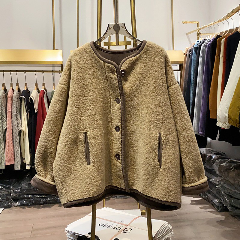 レディース ボアジャケット パイピング 配色 アウター トップス