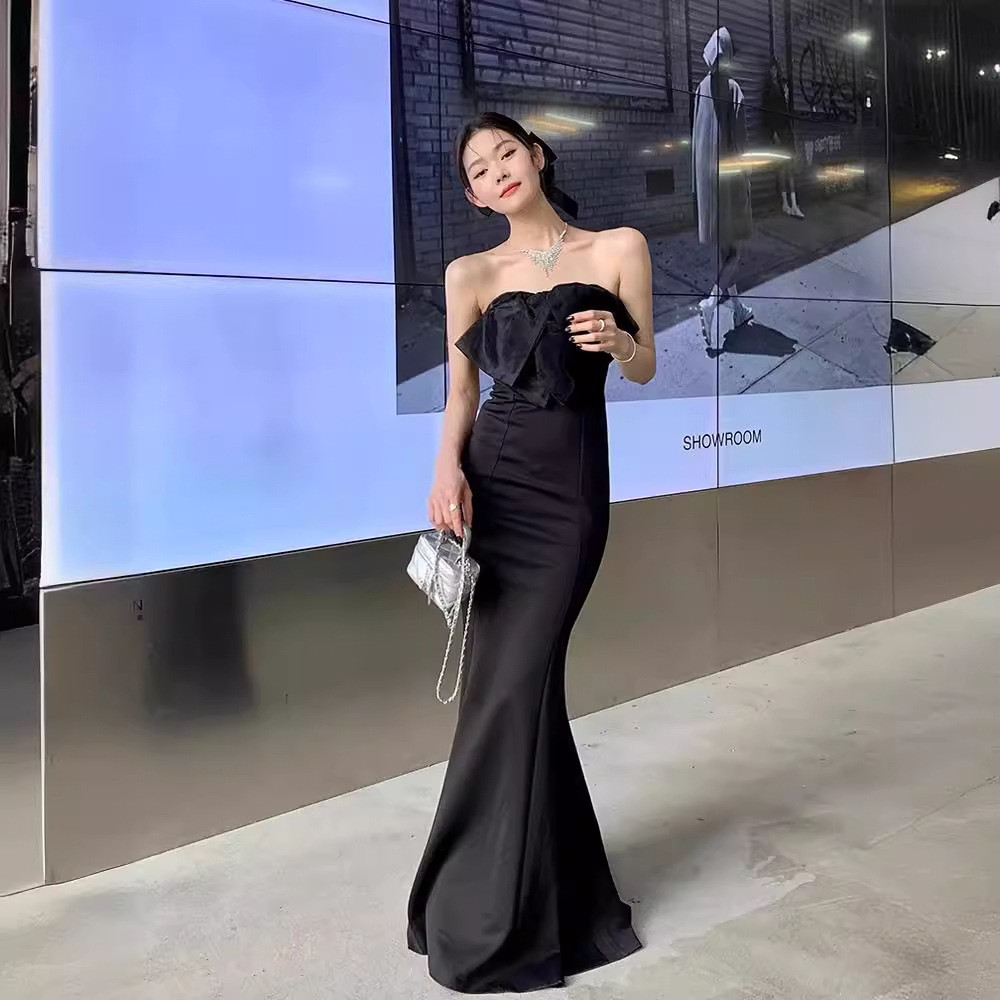 高級感 黒 オフショルダー リボン パーティードレス 優雅 韓国風 誕生日 成人式 演奏会 二次会 前撮り HL644 8,207円