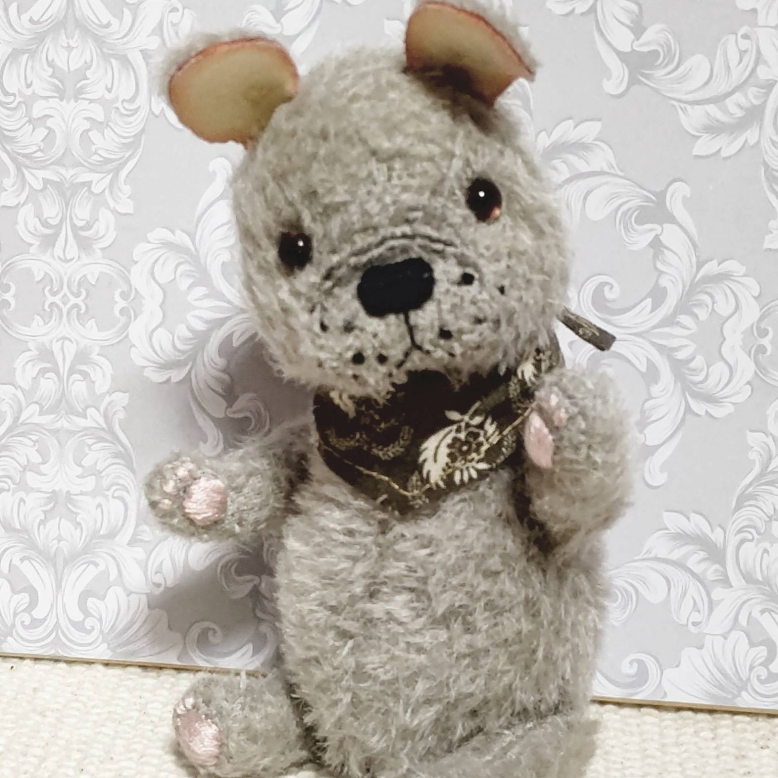 フレンチブル （グレー）／ テディベアタイプの犬のぬいぐるみ　約19cm
