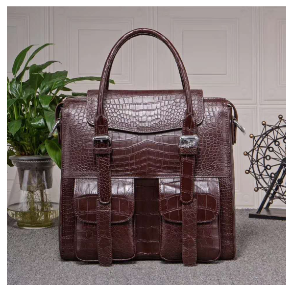 ワニ革 本革 クロコダイルレザー 本革 腹革使用 ワニ革 ハンドバッグ 肩掛け メンズバッグ ファッション 大容量