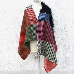 SALE 希少 カラフルブロックチェック マス見本生地 ウールガーゼ