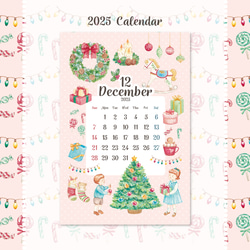 クリスマスデコレーション 2025年12月の日付シート（マスキングシール）sticker 3枚目の画像