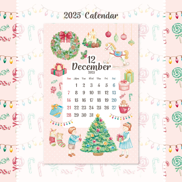 クリスマスデコレーション 2025年12月の日付シート（マスキングシール）sticker 3枚目の画像