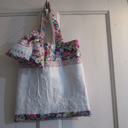 アンティークホームスパンハンガリアンリネン ブルーラインと