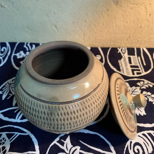 小鹿田焼 おんたやき 壺 大壺 花瓶 焼物 陶器 新品 48cm 小鹿田焼 蓋付壺 Ontayaki Lidded Jar 立体・オブジェ 鎌倉梶原陶苑