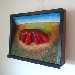 現代アート「イナリ湖の逆さオーロラ」（未来絵画） 未来アート「イナリ湖の逆さオーロラ」（クレイ絵画） 絵画 山川善作