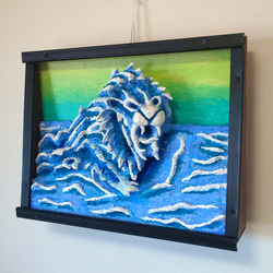 未来アート「イナリ湖の逆さオーロラ」（クレイ絵画） 絵画 山川善作