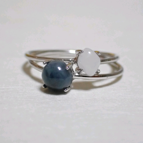 糸魚川翡翠 青 白 リング 指輪・リング aoi 通販 20109308｜Creema