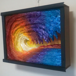 未来アート「イナリ湖の逆さオーロラ」（クレイ絵画） 絵画 山川善作