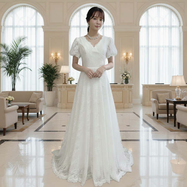 新商品 ウェディングドレス ウェディングドレス 総レース 袖付きフォトウエディング 結婚式 前撮り gcd_1050