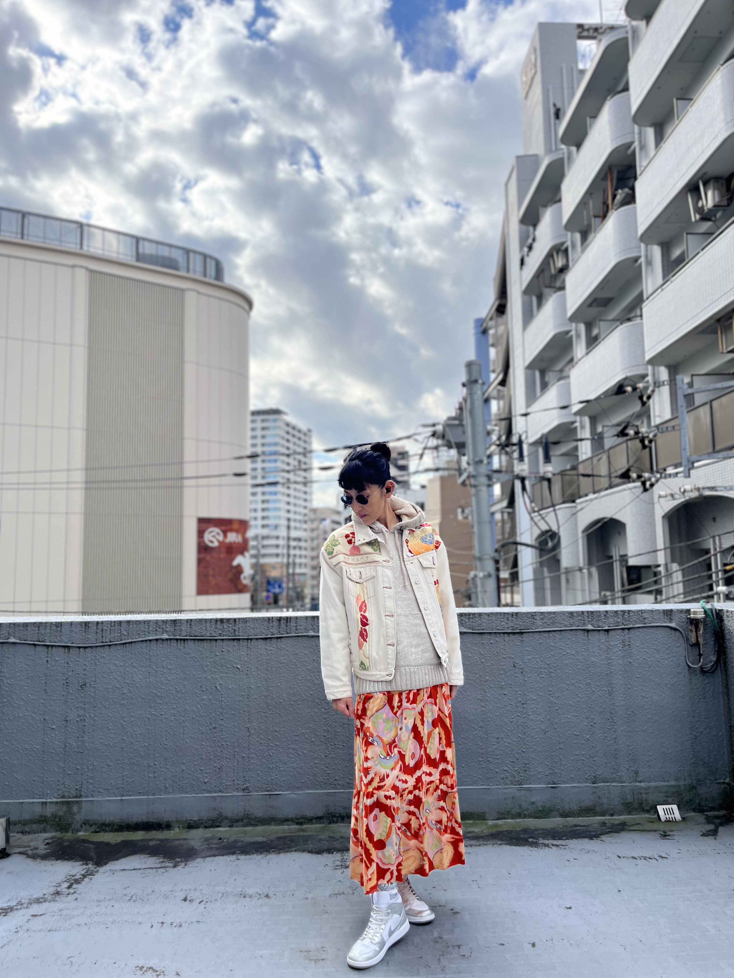 中有JK   帯デニムJK  帯パッチワークデニムJK  着物リメイク　帯リメイクJK