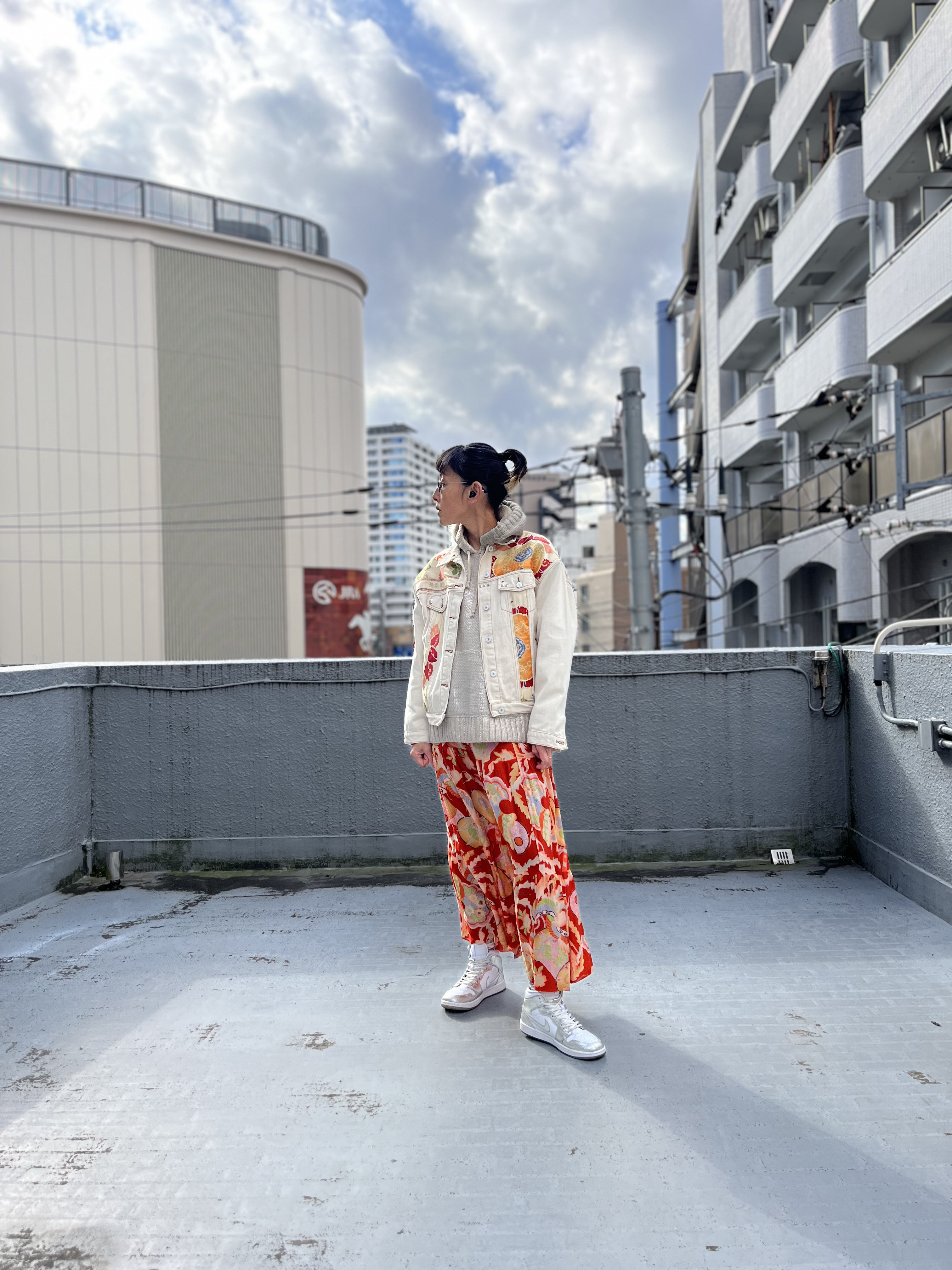 中有JK   帯デニムJK  帯パッチワークデニムJK  着物リメイク　帯リメイクJK