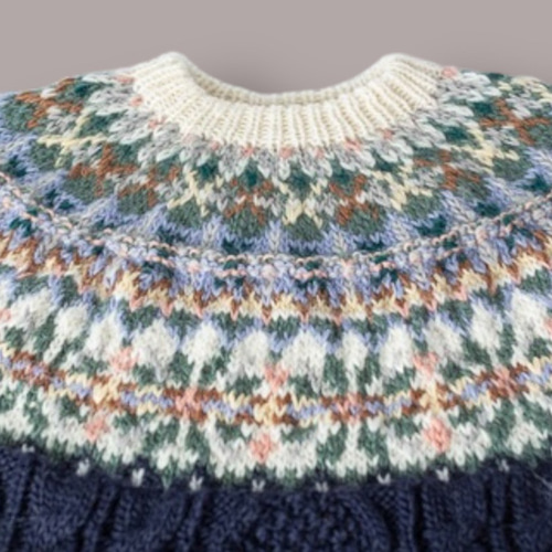 ウール100% 手編みセーター ノルディック柄 北欧風ニット ニット