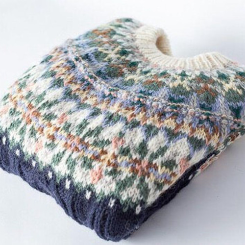 ウール100% 手編みセーター ノルディック柄 北欧風ニット ニット