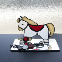 ✴︎:.｡青と白の静謐な輝き・ステンドグラスクリスマスリース リース