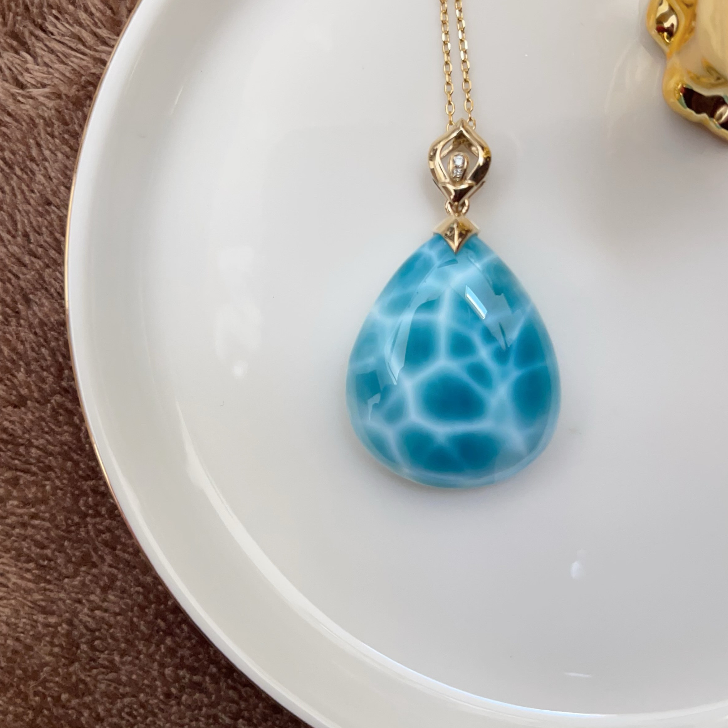 天然無処理　ラリマー デザインペンダント k18 No172