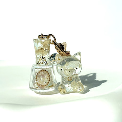 水鏡の巾着 シェイカーキーホルダー レジンキーホルダー 琥珀糖