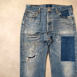 W32表記 リペアカスタム usa製 リーバイス 501 リメイクデニム