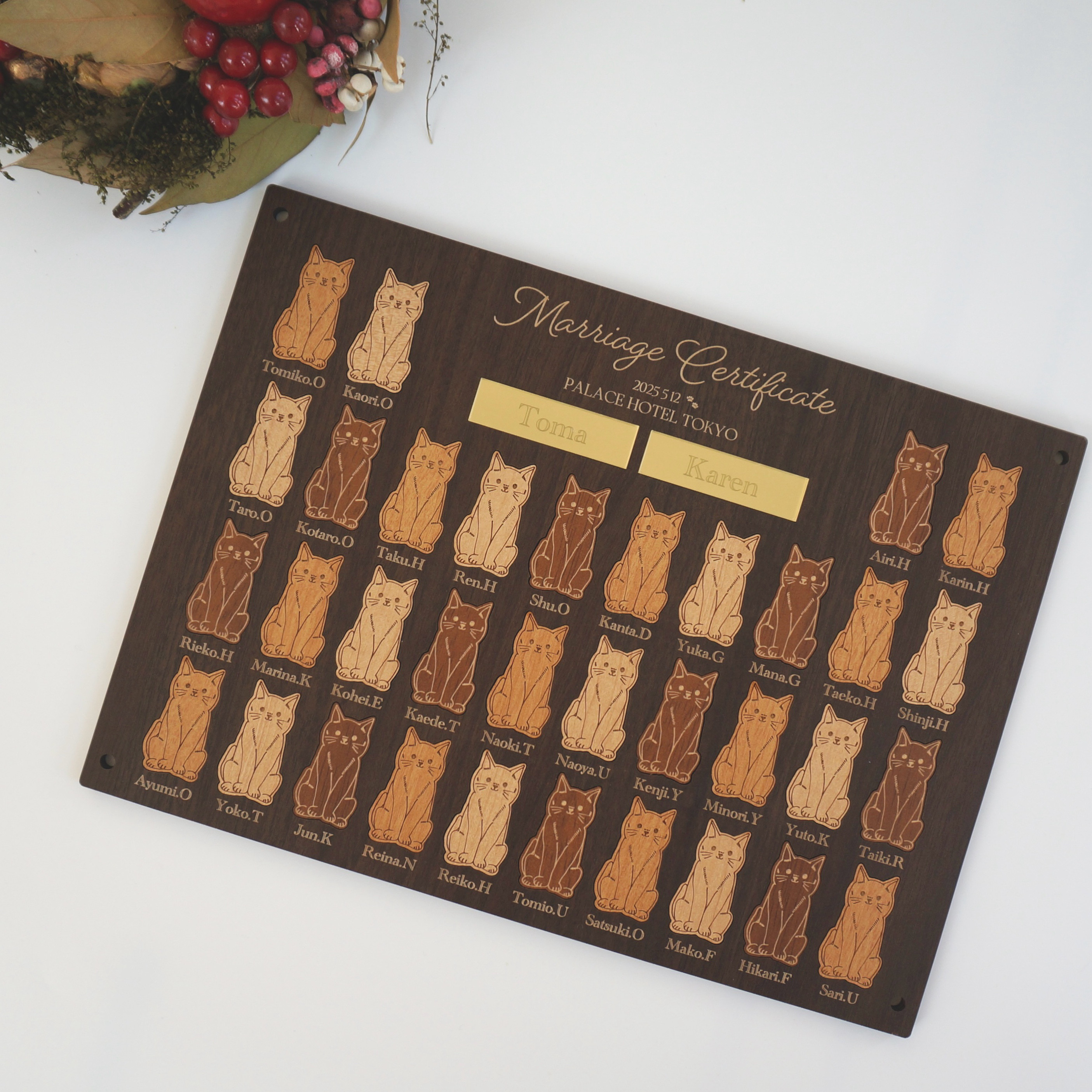 猫の結婚証明書　ネコちゃん好きなおふたりの結婚証明書