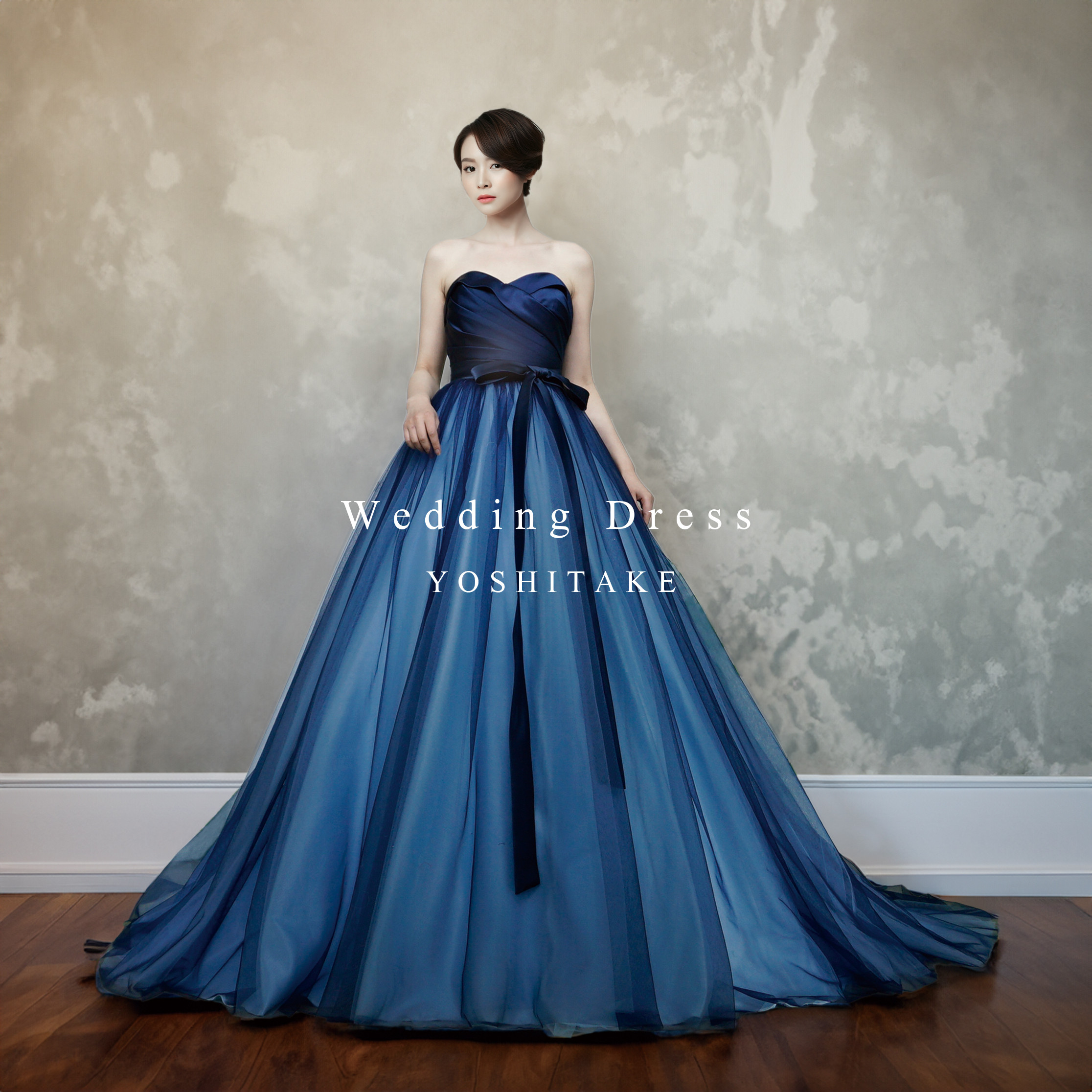 【オーダー制作】ウエディングドレス.ブルー.Aライン.カラードレス.パニエ付き.Y1238