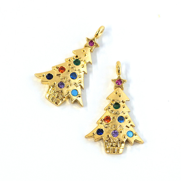 ejp934 [2件裝] 彩色鋯石迷你聖誕樹吊墜 第4張的照片