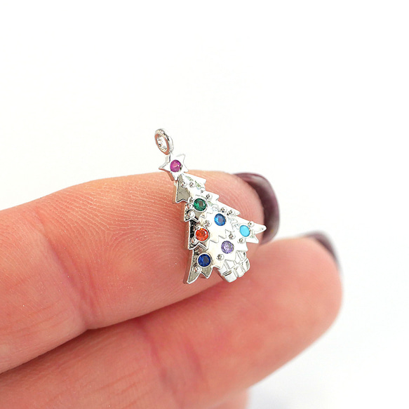 ejp934 [2件裝] 彩色鋯石迷你聖誕樹吊墜 第6張的照片