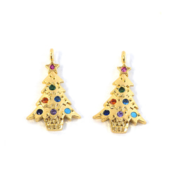 ejp934 [2件裝] 彩色鋯石迷你聖誕樹吊墜 第2張的照片
