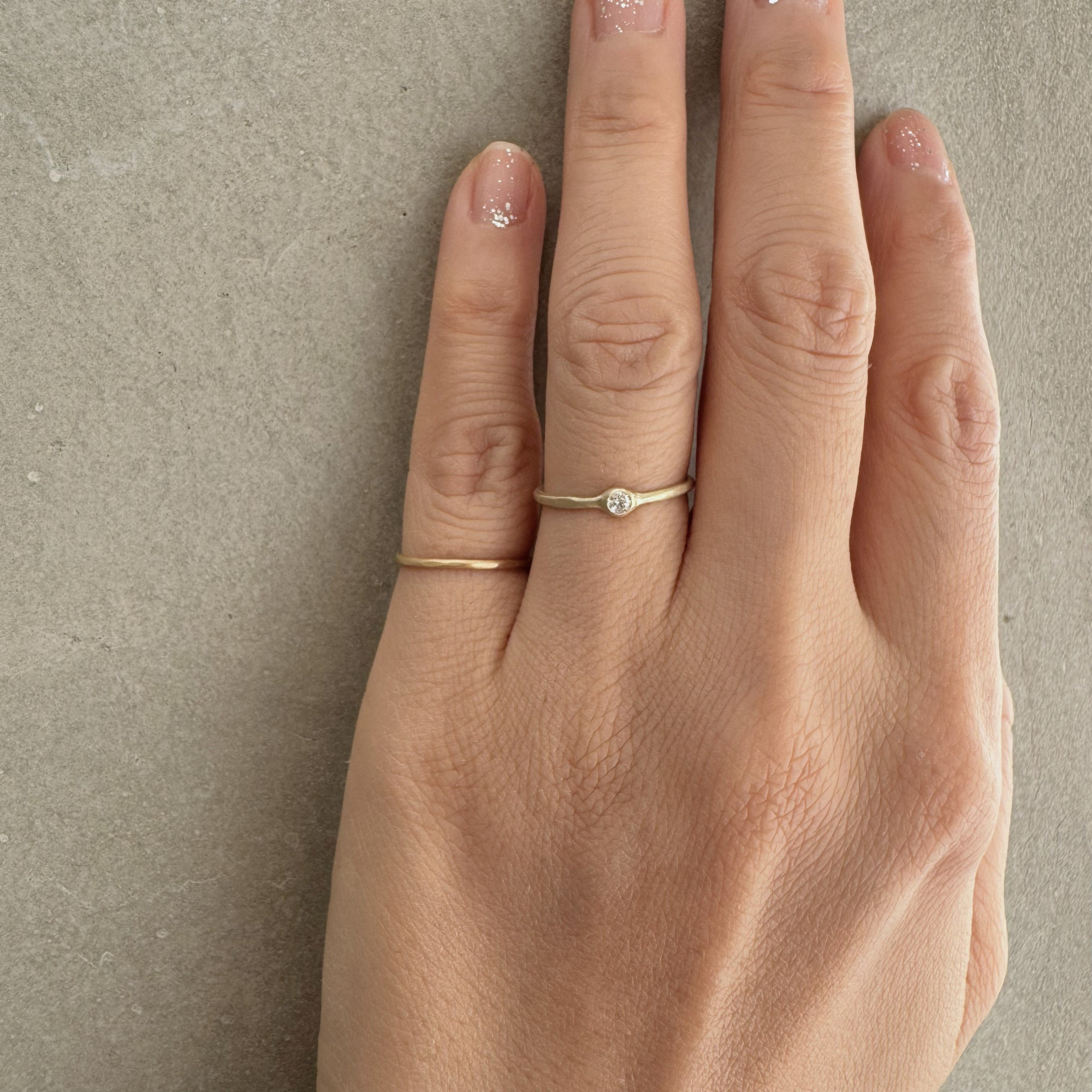 【K10】Diamond ring 槌目マット/イエローゴールド/指輪/リング/ダイヤモンド