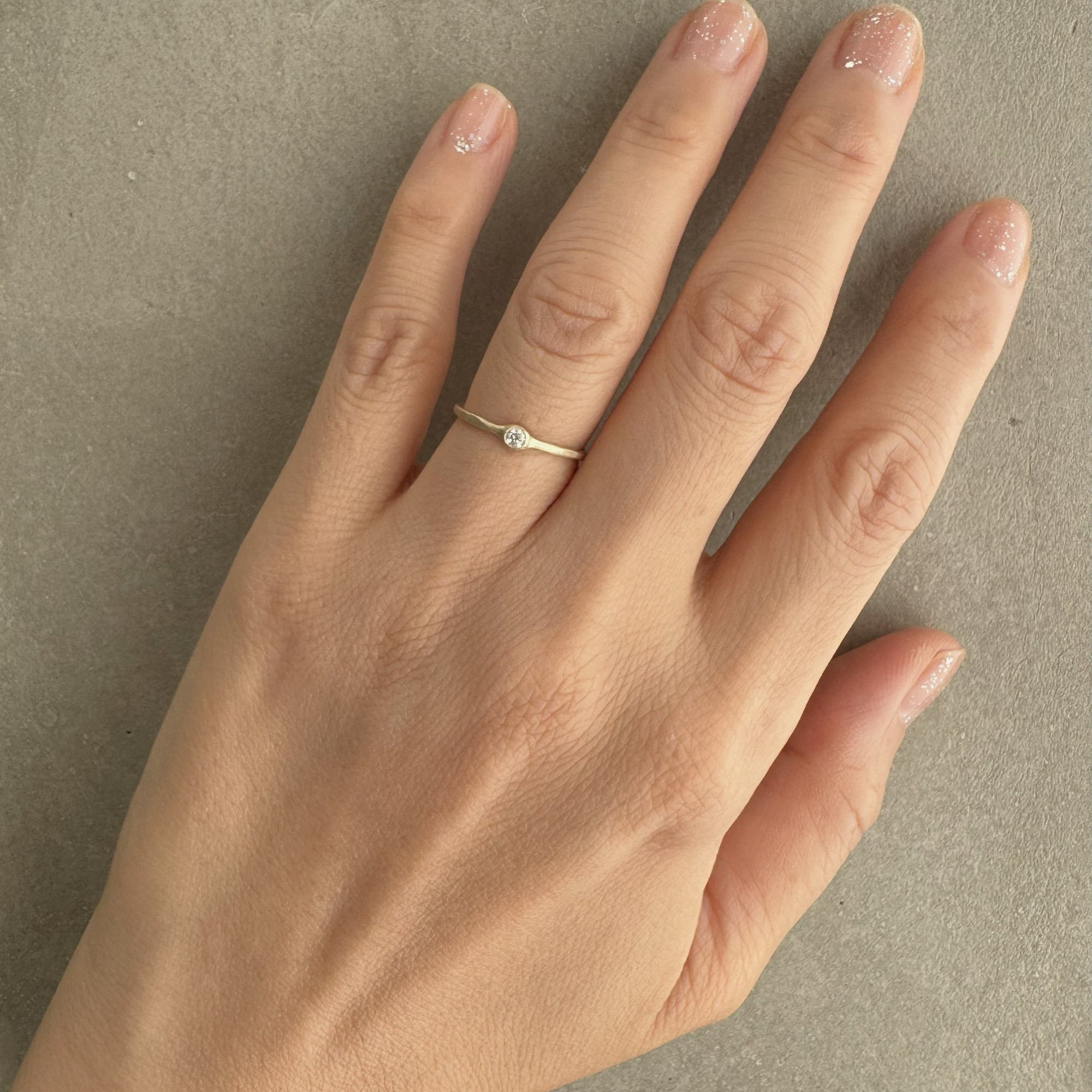 【K10】Diamond ring 槌目マット/イエローゴールド/指輪/リング/ダイヤモンド