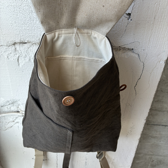 -maruyu- リネン帆布の小さめリュック 9枚目の画像