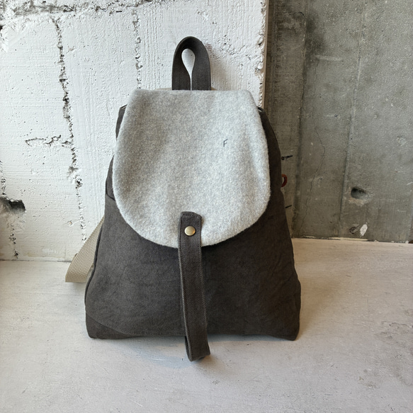 -maruyu- リネン帆布の小さめリュック 4枚目の画像