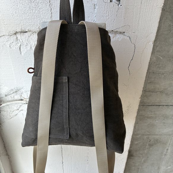 -maruyu- リネン帆布の小さめリュック 7枚目の画像