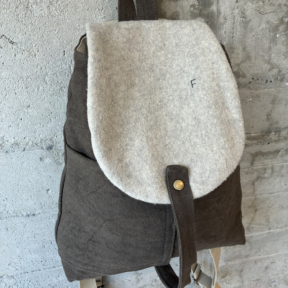 -maruyu- リネン帆布の小さめリュック 5枚目の画像