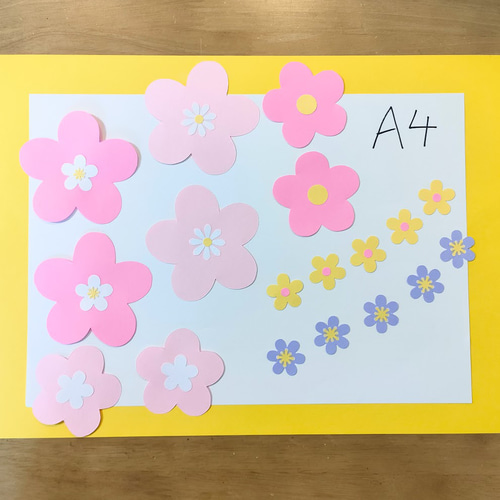 画用紙 花 かわいい ピンク 春 花束 メッセージカード 色紙 壁面