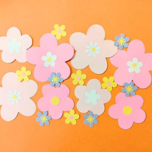 画用紙 花 かわいい ピンク 春 花束 メッセージカード 色紙 壁面