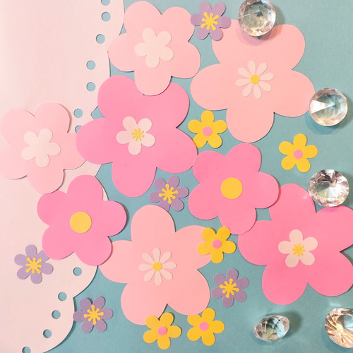 画用紙 花 かわいい ピンク 春 花束 メッセージカード 色紙 壁面