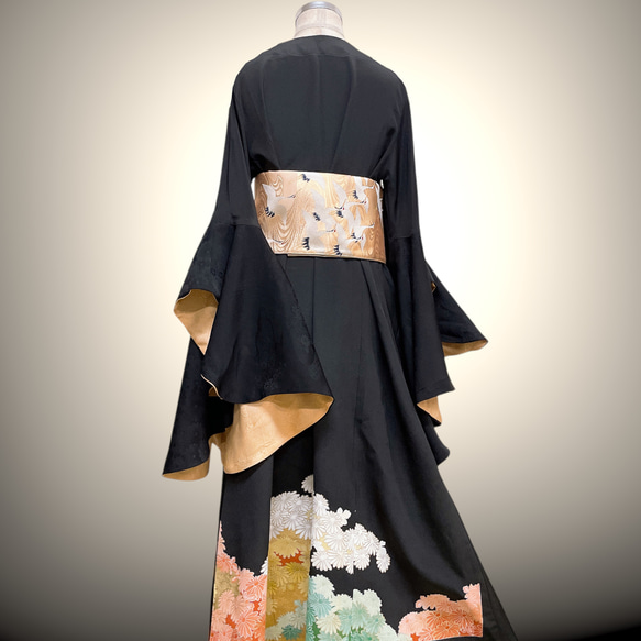 ドレープ袖 着物ガウン ドレスガウン 着物リメイク 演奏会 結婚式 バンド 和装 B71101 14枚目の画像