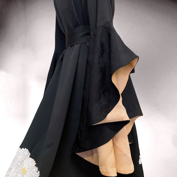 ドレープ袖 着物ガウン ドレスガウン 着物リメイク 演奏会 結婚式 バンド 和装 B71101 9枚目の画像