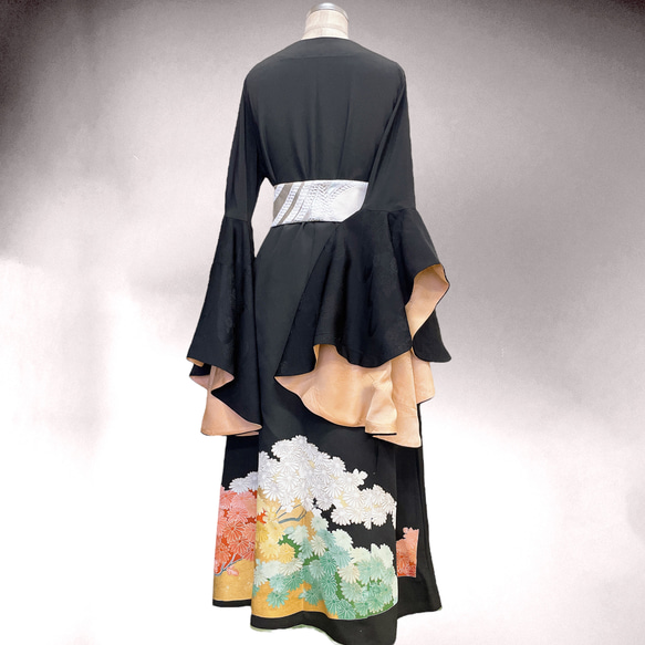 ドレープ袖 着物ガウン ドレスガウン 着物リメイク 演奏会 結婚式 バンド 和装 B71101 11枚目の画像