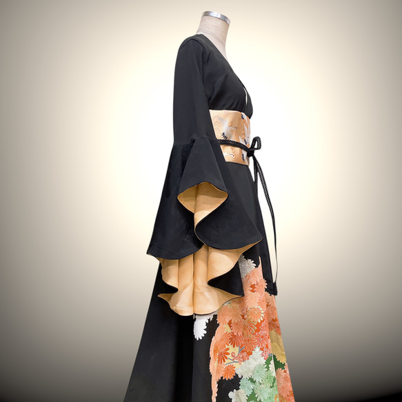 ドレープ袖 着物ガウン ドレスガウン 着物リメイク 演奏会 結婚式 バンド 和装 B71101 3枚目の画像