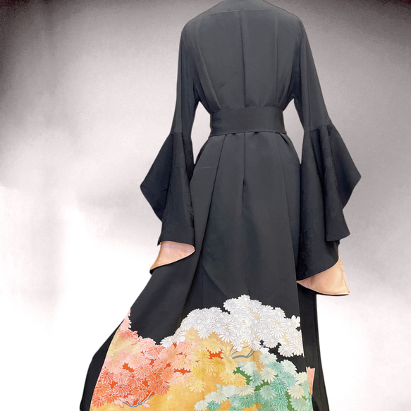 ドレープ袖 着物ガウン ドレスガウン 着物リメイク 演奏会 結婚式 バンド 和装 B71101 6枚目の画像
