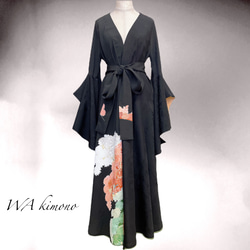 ドレープ袖 着物ガウン ドレスガウン 着物リメイク 演奏会 結婚式 バンド 和装 B71101 5枚目の画像