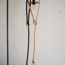 真鍮リング＋革ラリエット82 black 3枚目の画像