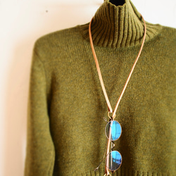 真鍮リング＋革ラリエット82 natural 2枚目の画像