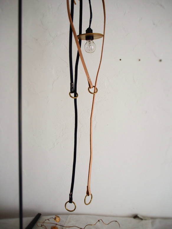 真鍮リング＋革ラリエット82 natural 3枚目の画像